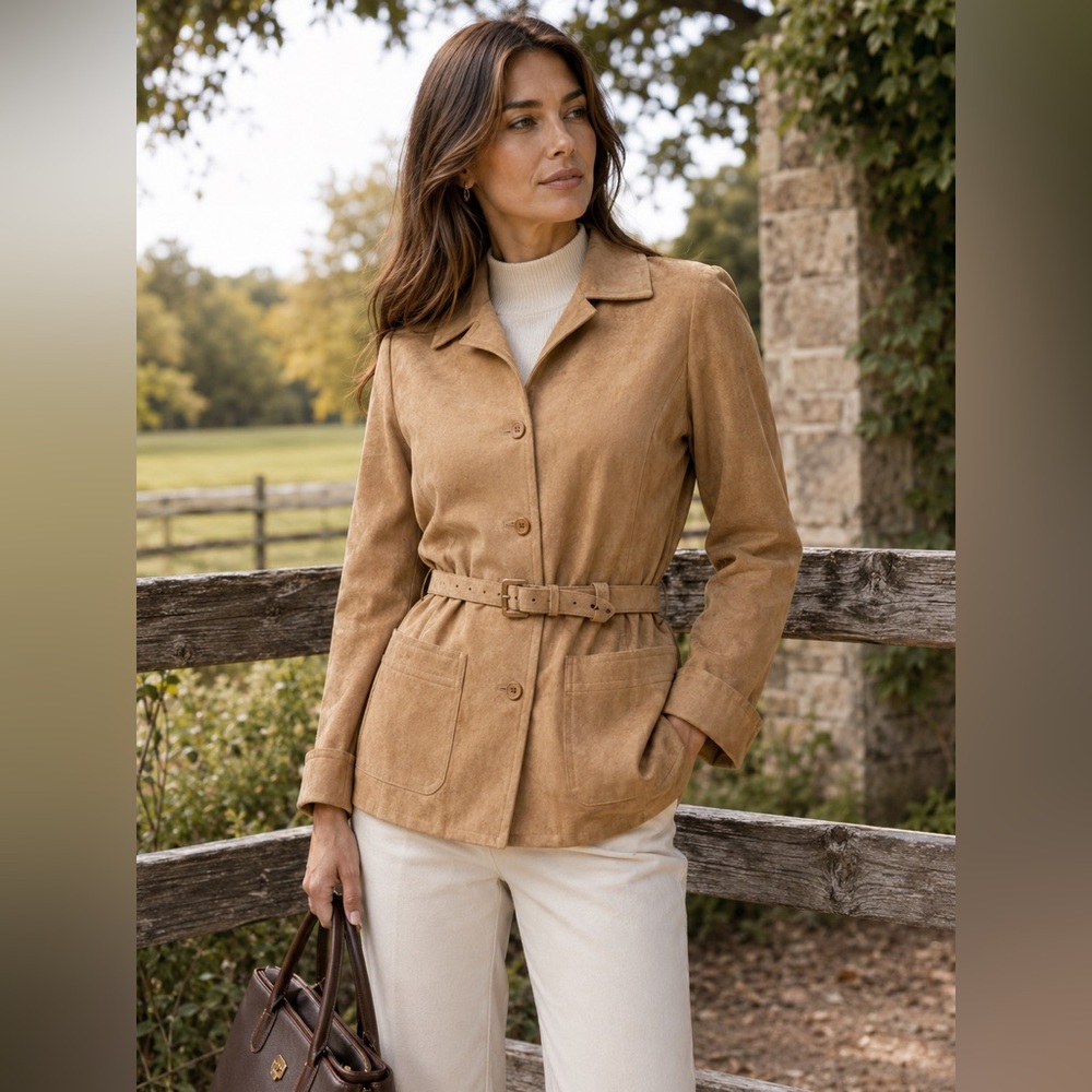 Brodkin Belted Blazer Jacket 6 Tan